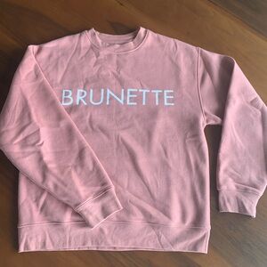 Brunette The Label Classic Crew Neck Sweatshirt in Rose Blush Pink, Medium/Large